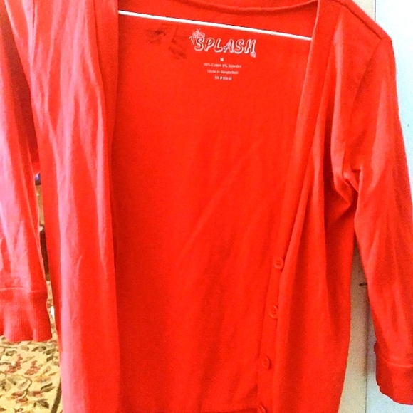 Long high low Sleeves Sweater Red Gardian red Vneck Sweaterwith wings Sized:M - Picture 4 of 4